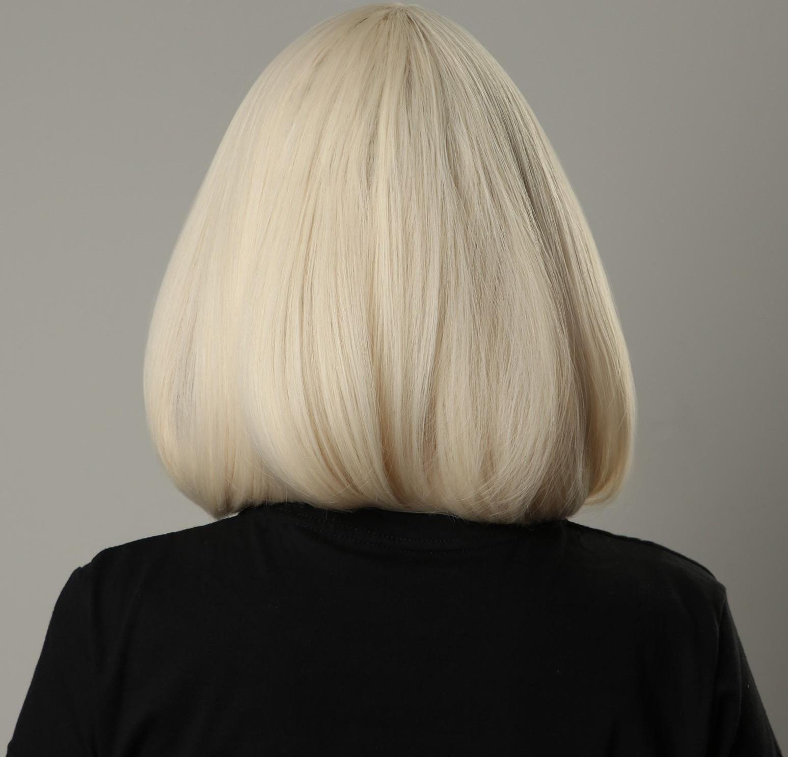 Парик искусственный, с чёлкой, имитация кожи, 30 см, цвет молочный