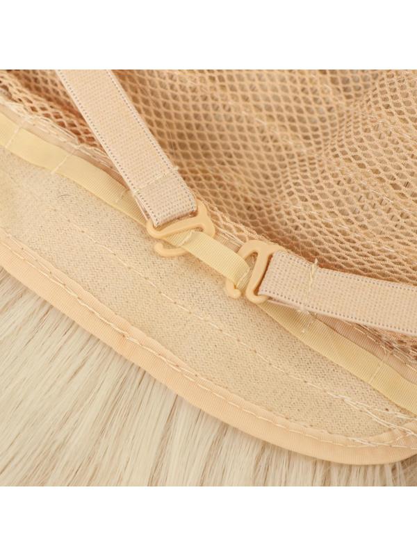 Парик искусственный, с чёлкой, имитация кожи, 30 см, цвет молочный