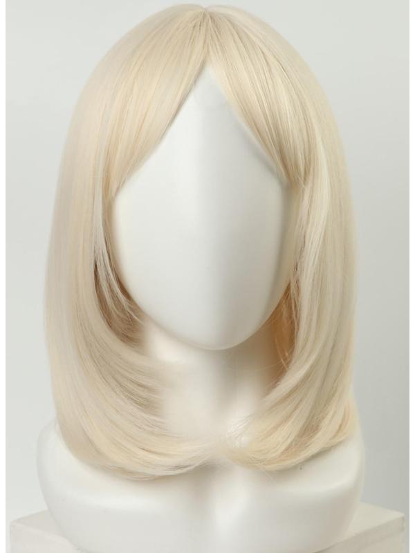 Парик искусственный, с чёлкой, имитация кожи, 30 см, цвет молочный