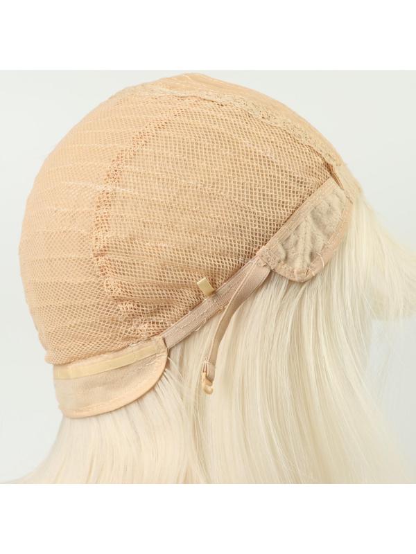 Парик искусственный, с чёлкой, имитация кожи, 30 см, цвет молочный