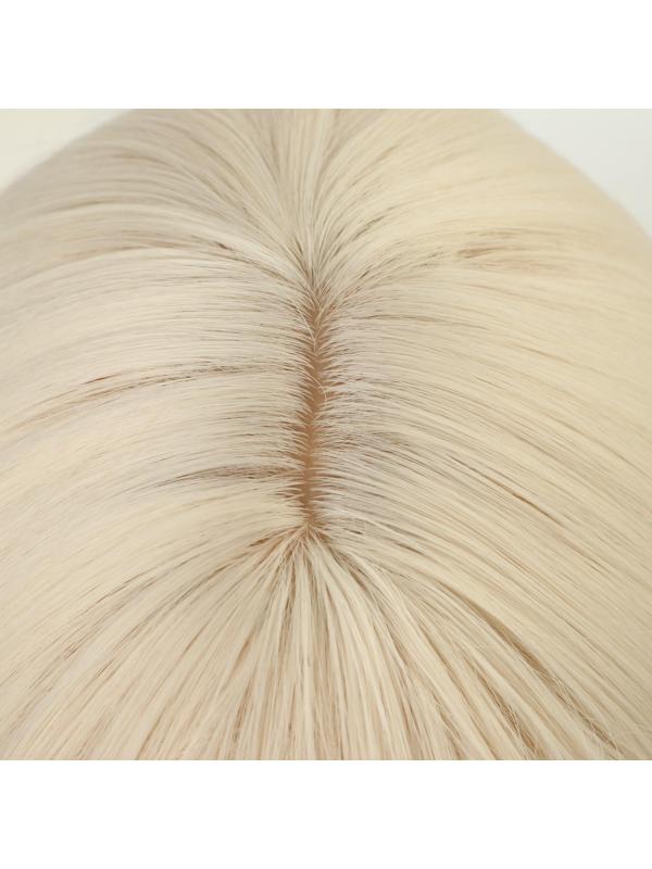 Парик искусственный, с чёлкой, имитация кожи, 30 см, цвет молочный