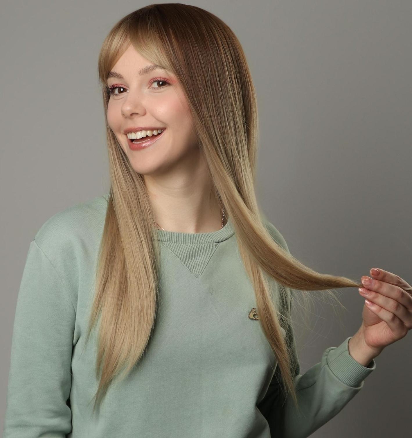 Парик искусственный, с чёлкой, имитация кожи, 60 см, цвет русый/блонд