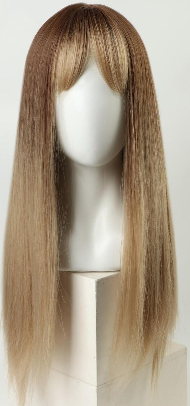Парик искусственный, с чёлкой, имитация кожи, 60 см, цвет русый/блонд