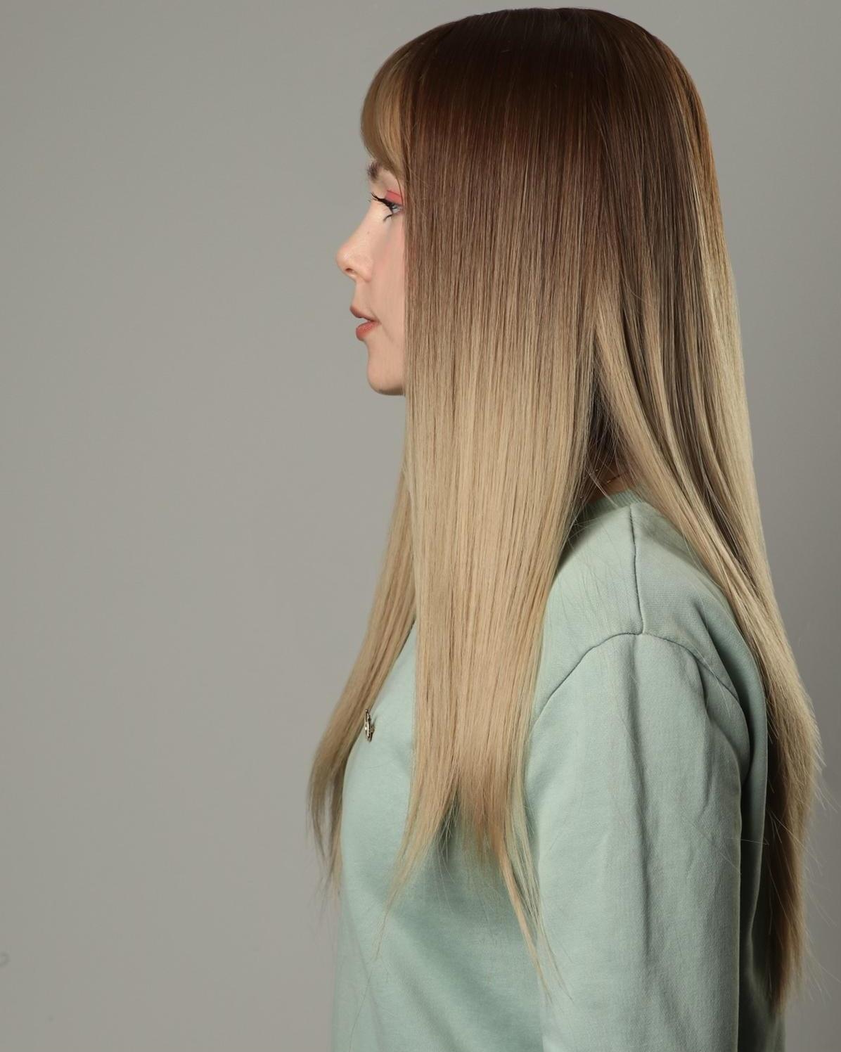 Парик искусственный, с чёлкой, имитация кожи, 60 см, цвет русый/блонд