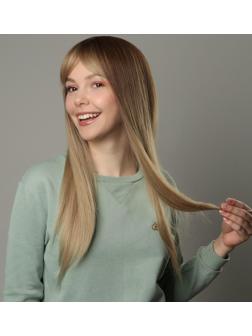 Парик искусственный, с чёлкой, имитация кожи, 60 см, цвет русый/блонд