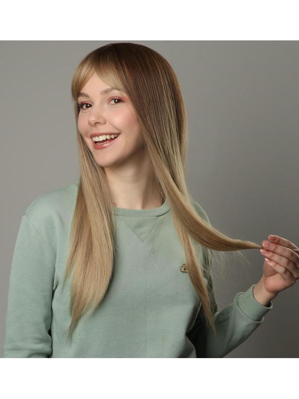 Парик искусственный, с чёлкой, имитация кожи, 60 см, цвет русый/блонд