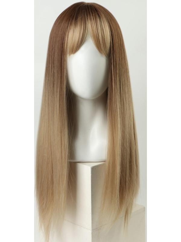 Парик искусственный, с чёлкой, имитация кожи, 60 см, цвет русый/блонд