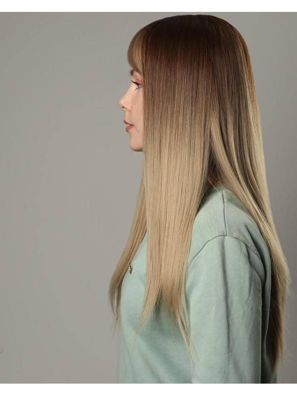 Парик искусственный, с чёлкой, имитация кожи, 60 см, цвет русый/блонд