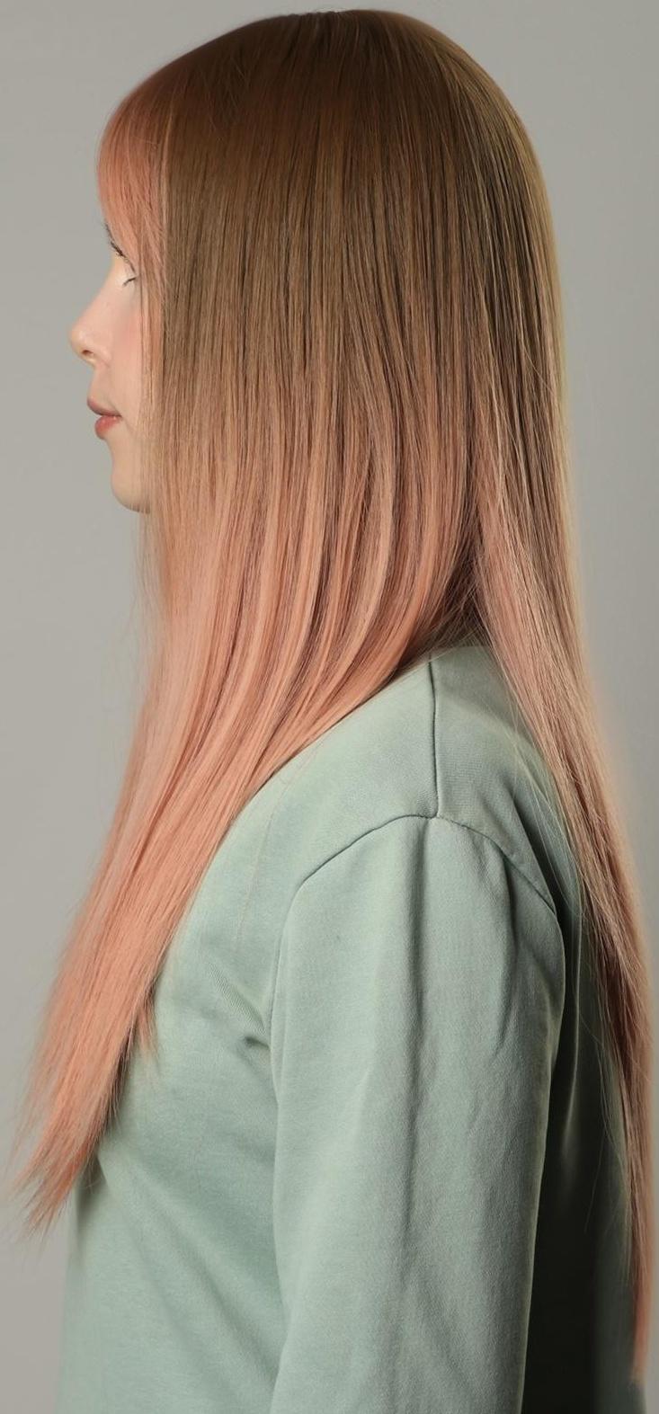 Парик искусственный, с чёлкой, имитация кожи, 60 см, цвет русый/пепельно-розовый