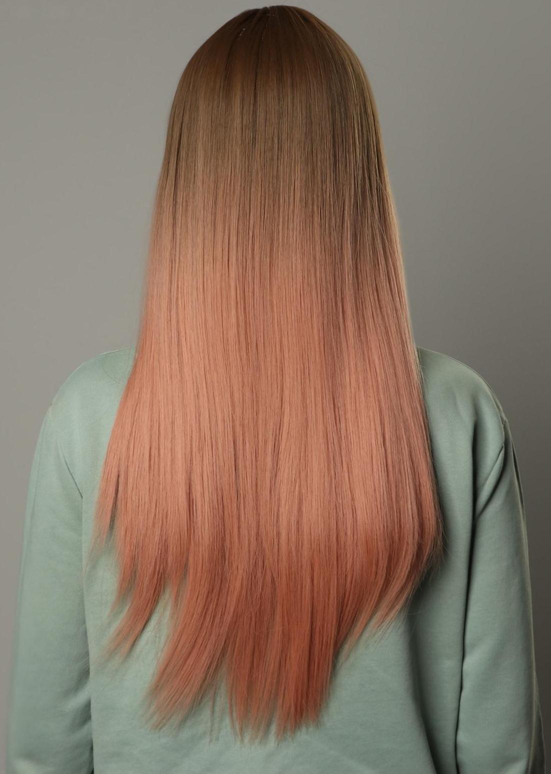 Парик искусственный, с чёлкой, имитация кожи, 60 см, цвет русый/пепельно-розовый