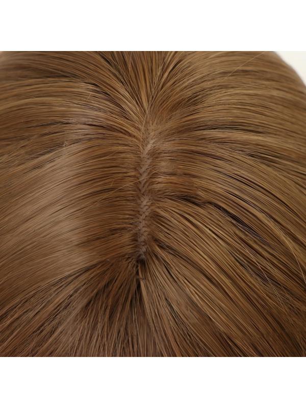 Парик искусственный, с чёлкой, имитация кожи, 60 см, цвет русый/пепельно-розовый