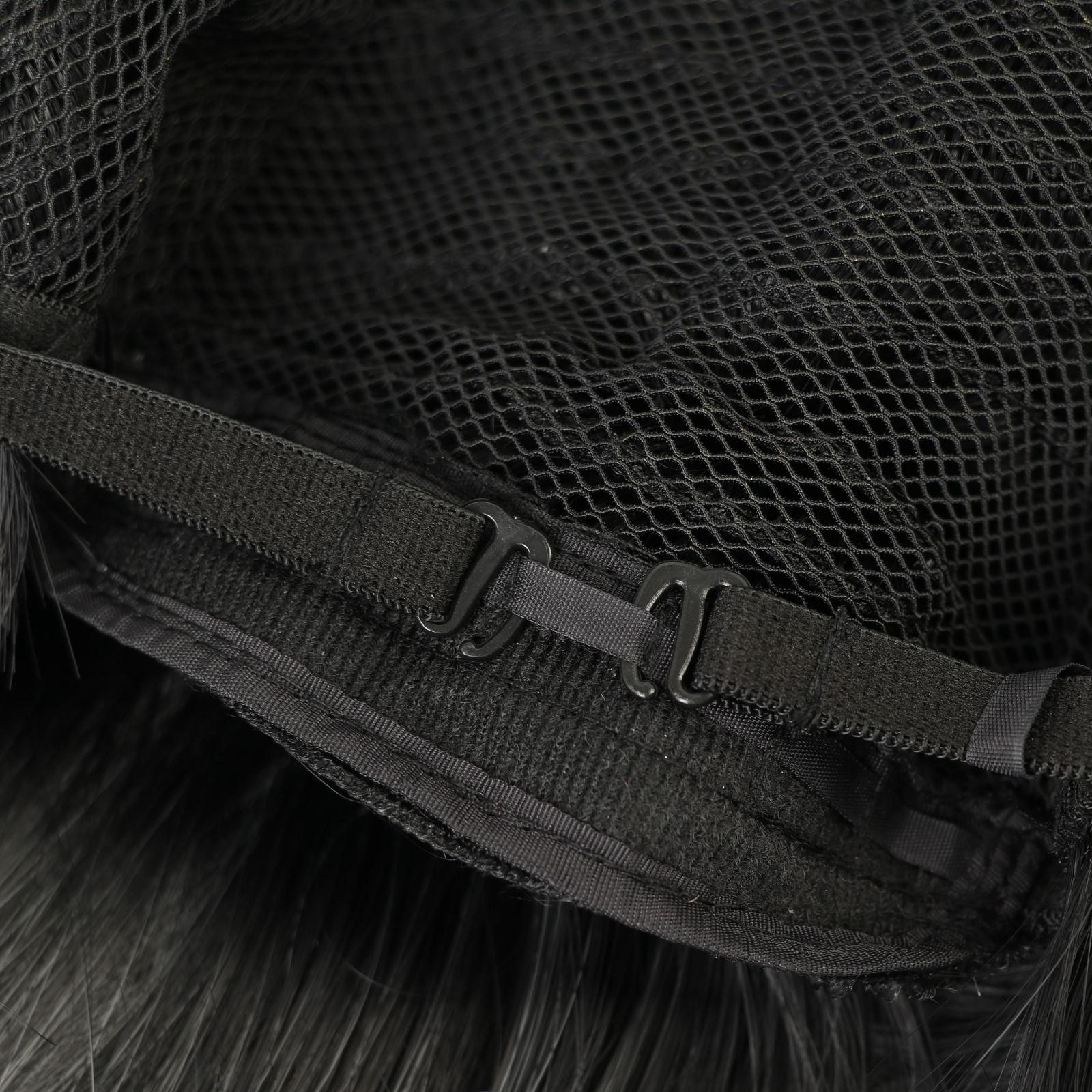 Парик искусственный, с чёлкой, имитация кожи, 60 см, цвет чёрный/пепельный