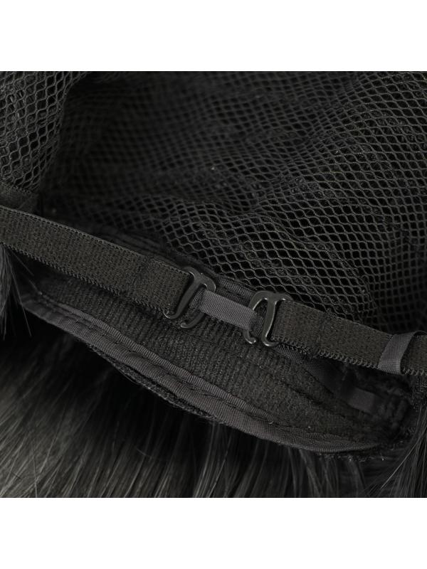 Парик искусственный, с чёлкой, имитация кожи, 60 см, цвет чёрный/пепельный