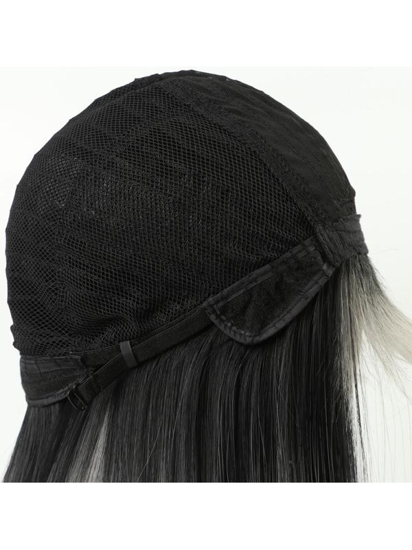 Парик искусственный, с чёлкой, имитация кожи, 60 см, цвет чёрный/пепельный