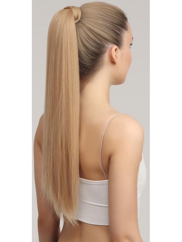 Хвост накладной, прямой волос, на резинке, 60 см, 100 гр, цвет блонд (#SHT24)