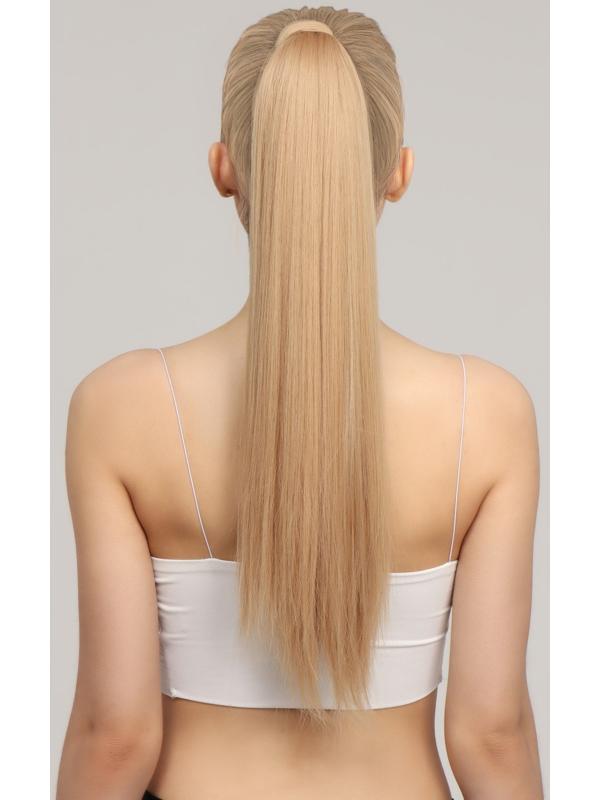 Хвост накладной, прямой волос, на резинке, 60 см, 100 гр, цвет блонд (#SHT24)