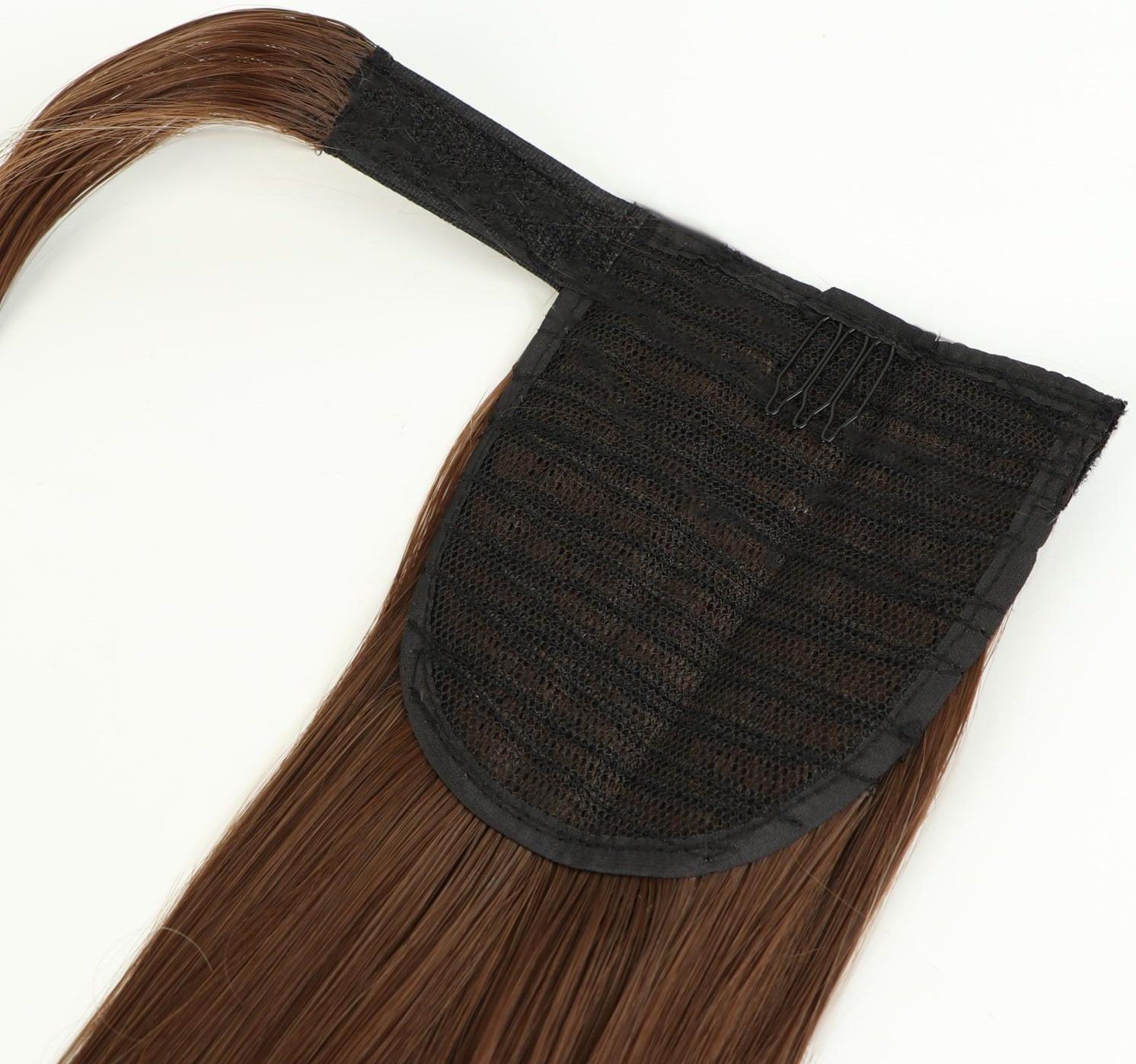 Хвост накладной, прямой волос, на резинке, 60 см, 100 гр, цвет омбре русый/блонд