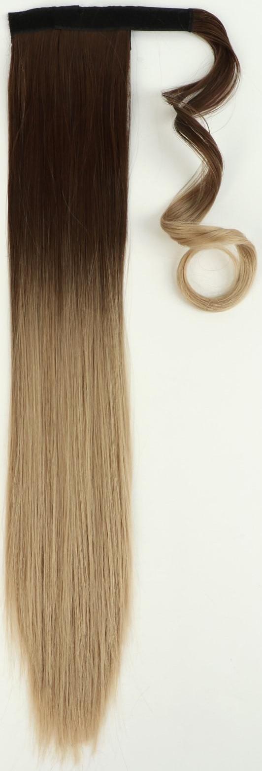 Хвост накладной, прямой волос, на резинке, 60 см, 100 гр, цвет омбре русый/блонд