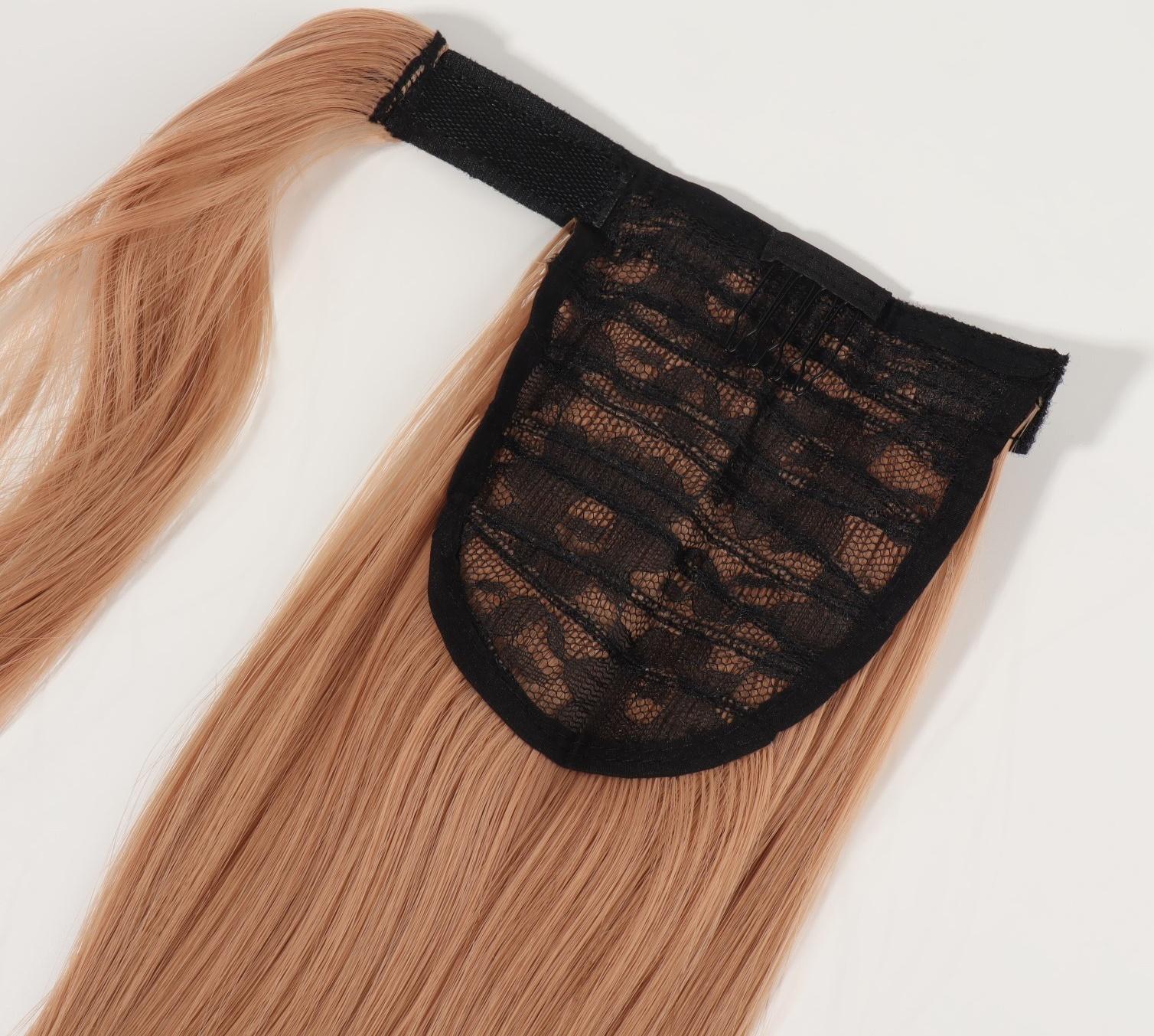 Хвост накладной, прямой волос, на резинке, 60 см, 100 гр, цвет омбре русый/пепельно-розовый