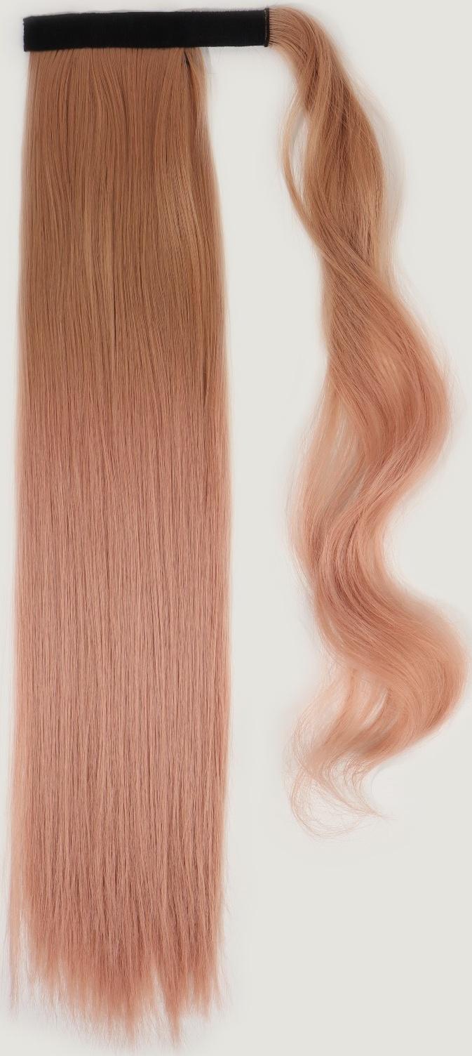 Хвост накладной, прямой волос, на резинке, 60 см, 100 гр, цвет омбре русый/пепельно-розовый