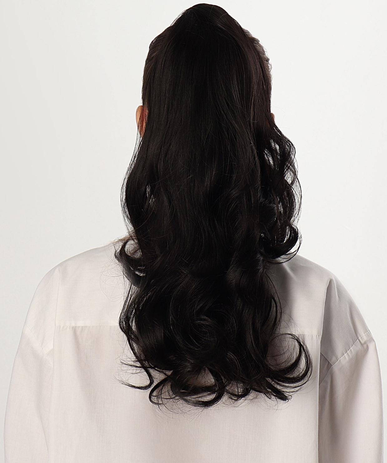 Хвост накладной, волнистый волос, на крабе, 40 см, 150 гр, цвет чёрный(#HTY4В)