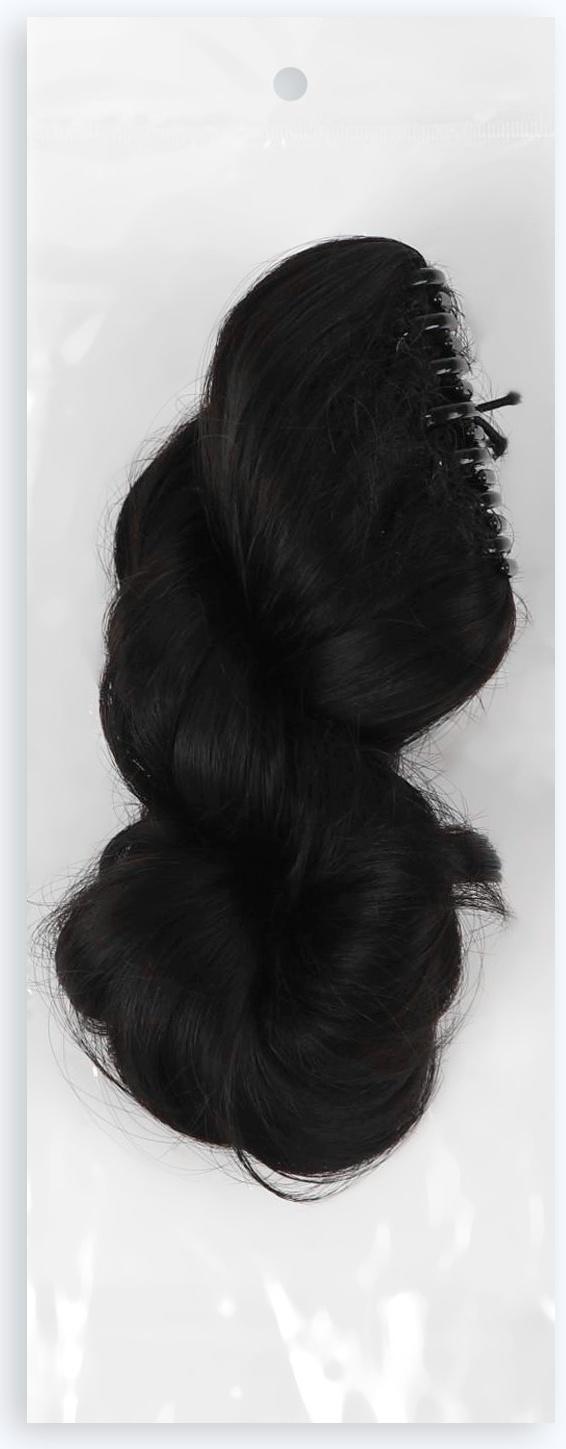 Хвост накладной, волнистый волос, на крабе, 40 см, 150 гр, цвет чёрный(#HTY4В)
