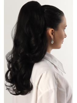 Хвост накладной, волнистый волос, на крабе, 40 см, 150 гр, цвет чёрный(#HTY4В)