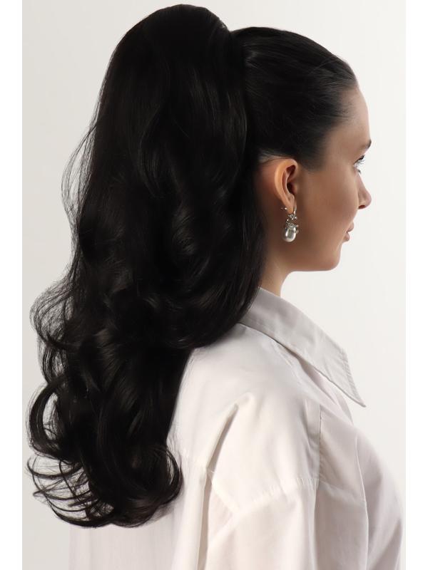 Хвост накладной, волнистый волос, на крабе, 40 см, 150 гр, цвет чёрный(#HTY4В)