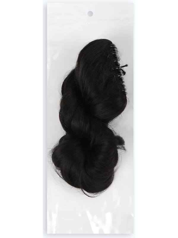 Хвост накладной, волнистый волос, на крабе, 40 см, 150 гр, цвет чёрный(#HTY4В)