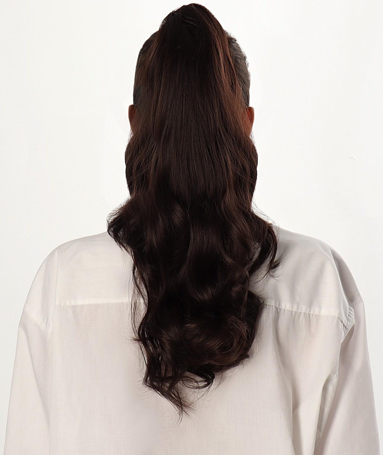 Хвост накладной, волнистый волос, на крабе, 40 см, 150 гр, цвет каштановый(#HTY4А)