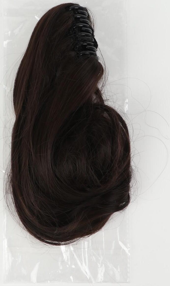 Хвост накладной, волнистый волос, на крабе, 40 см, 150 гр, цвет каштановый(#HTY4А)