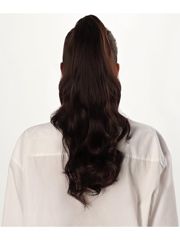 Хвост накладной, волнистый волос, на крабе, 40 см, 150 гр, цвет каштановый(#HTY4А)