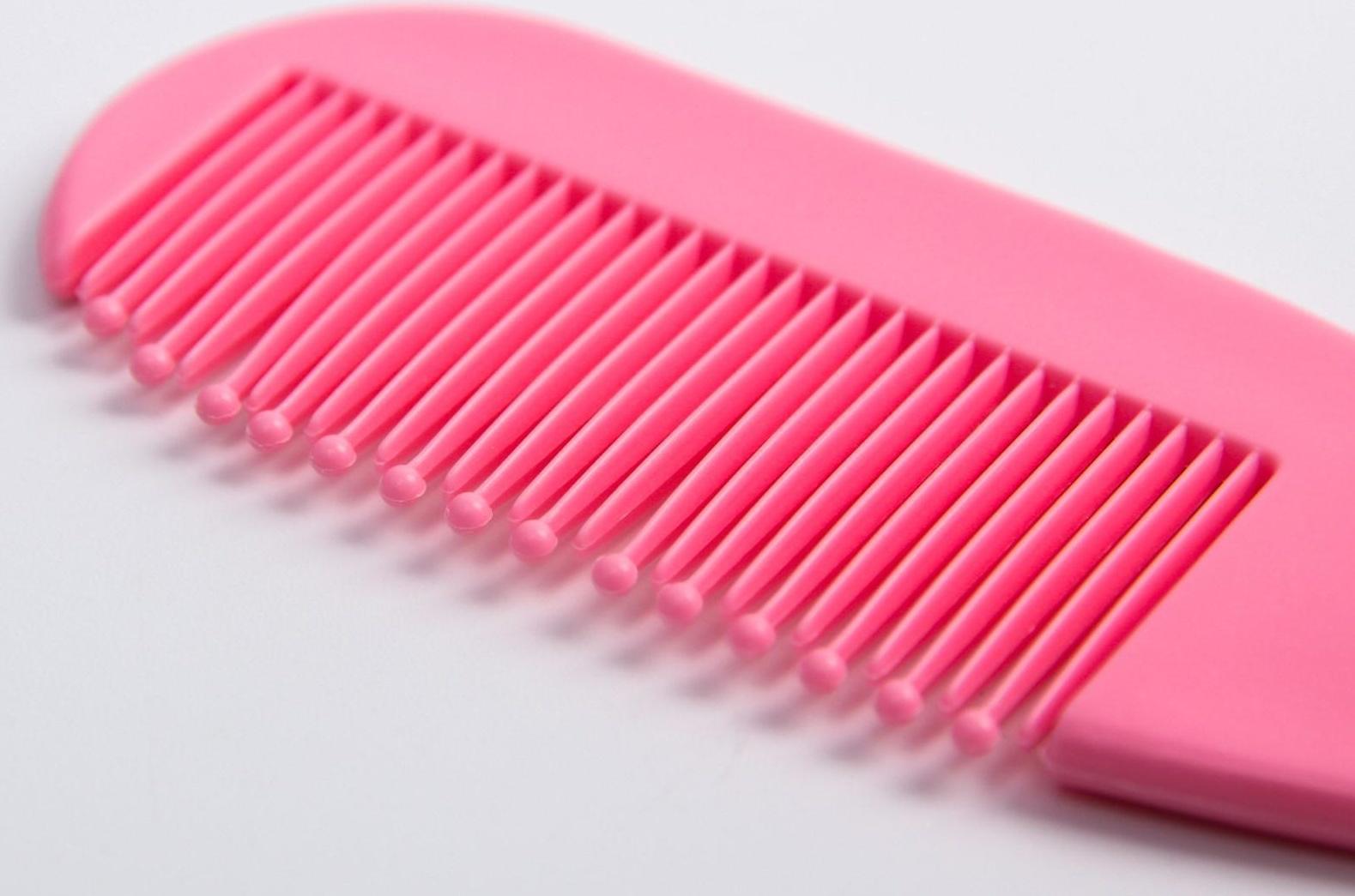 Набор для ухода за волосами: расческа и щетка, «Мишка», цвет розовый