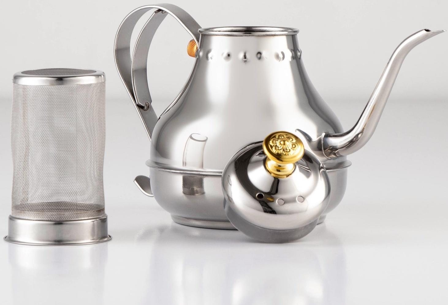 Чайник заварочный из нержавеющей стали «Леранс», 800 мл, металлическое сито, цвет хромированный