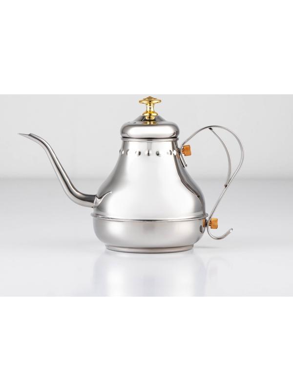 Чайник заварочный из нержавеющей стали «Леранс», 800 мл, металлическое сито, цвет хромированный