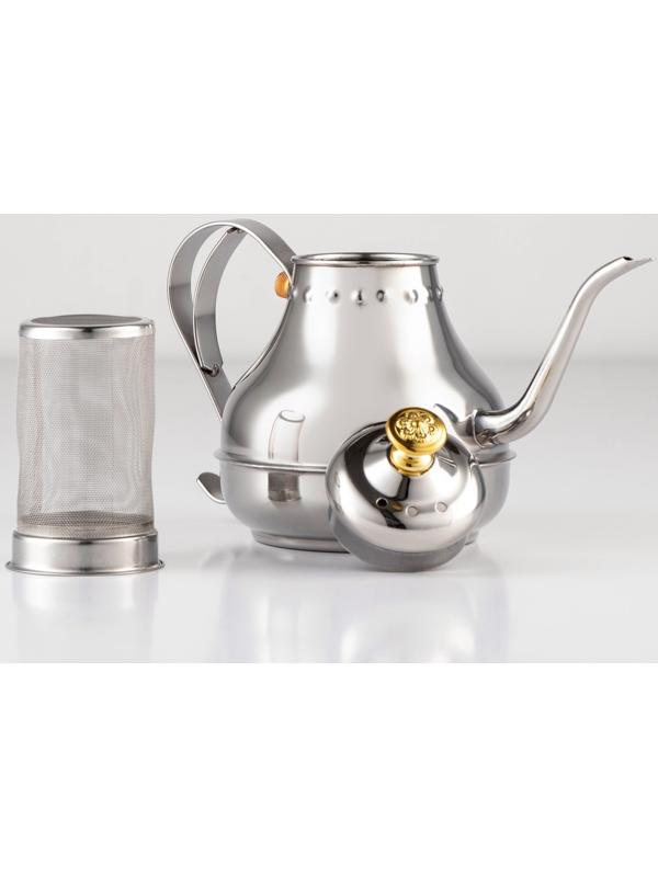 Чайник заварочный из нержавеющей стали «Леранс», 800 мл, металлическое сито, цвет хромированный