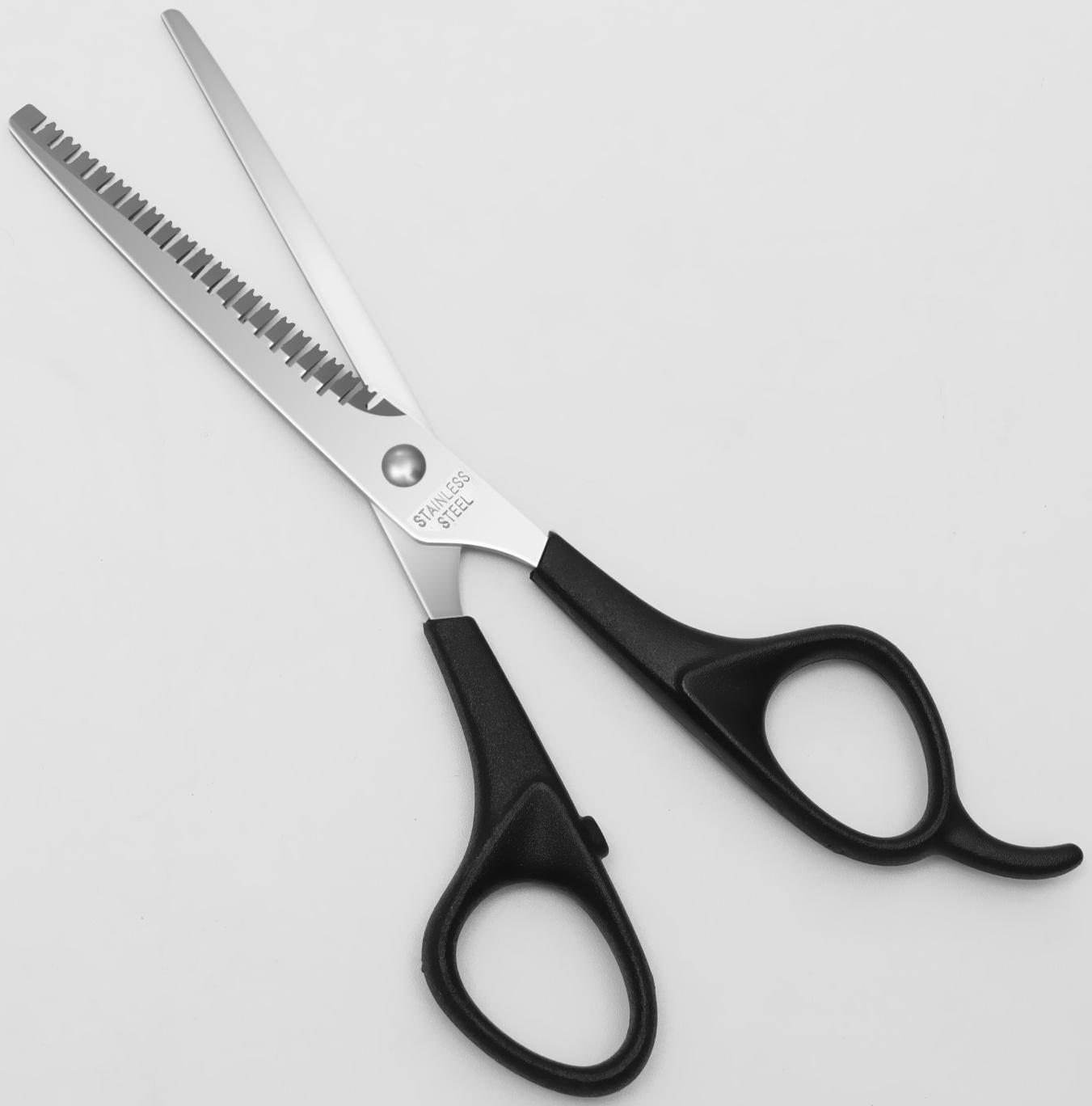 Ножницы филировочные с упором, лезвие — 6 см, цвет чёрный