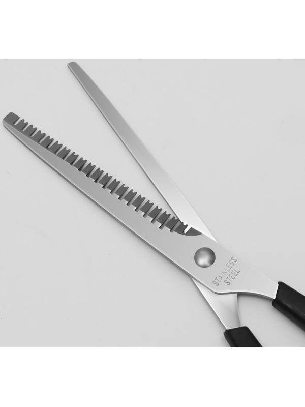 Ножницы филировочные с упором, лезвие — 6 см, цвет чёрный