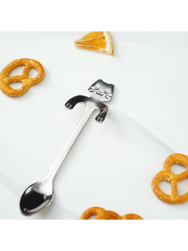 Ложка чайная из нержавеющей стали Magistro «Котик», длина 11,5 см, цвет серебряный