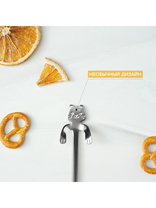 Ложка чайная из нержавеющей стали Magistro «Котик», длина 11,5 см, цвет серебряный