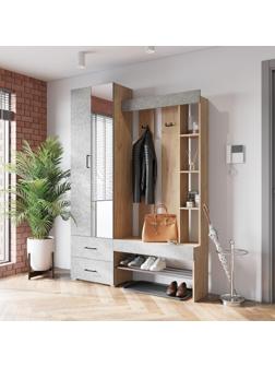 Прихожая Домино, 1500х350х2116, Крафт Золотой/Бетон