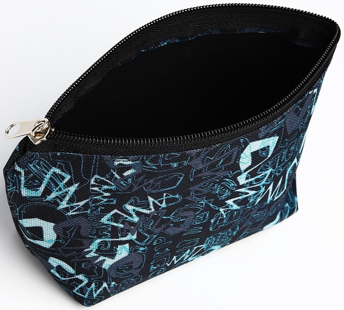 Косметичка, отдел на молнии, цвет синий