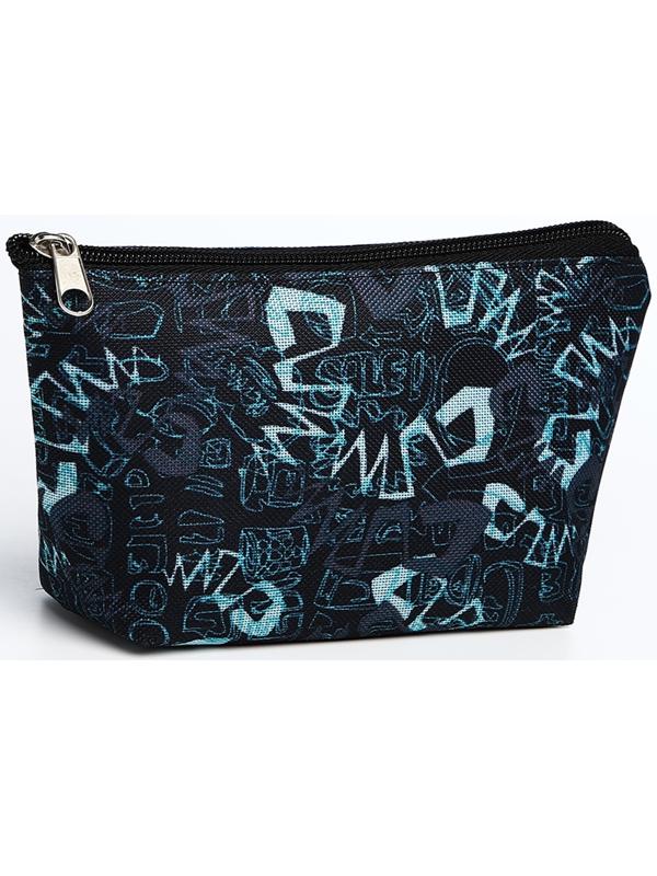 Косметичка, отдел на молнии, цвет синий