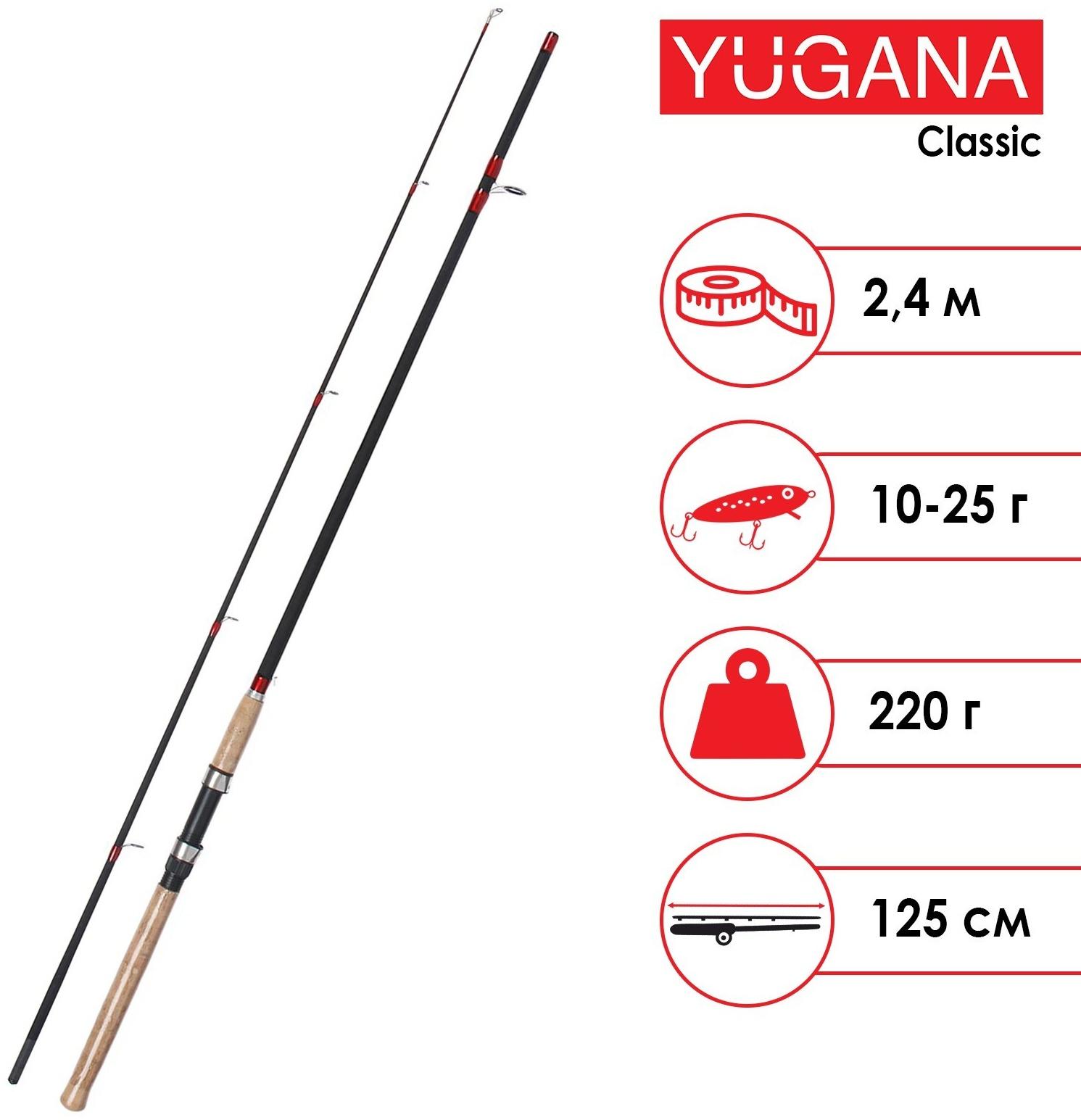 Спиннинг YUGANA Classic, длина 2.4 м, тест 10-25 г