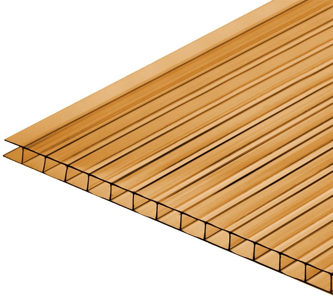 Сотовый поликарбонат, 4 мм, 2.1 × 6 м, УФ, бронзовый