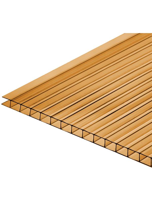 Сотовый поликарбонат, 4 мм, 2.1 × 6 м, УФ, бронзовый