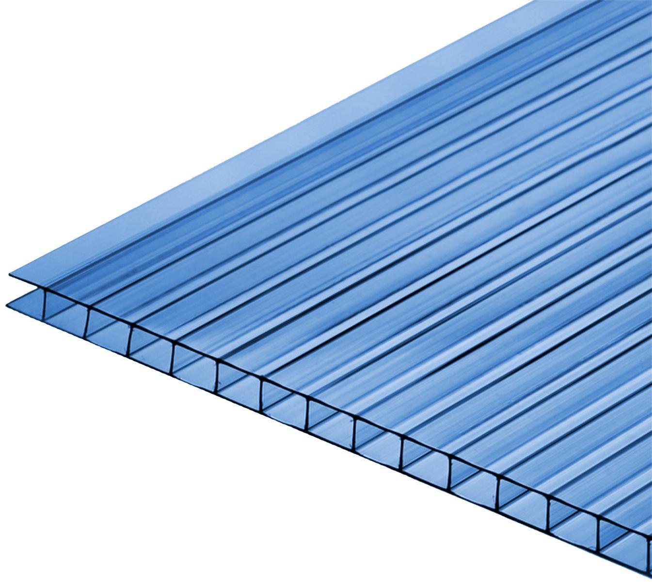 Сотовый поликарбонат, 4 мм, 2.1 × 6 м, УФ, синий
