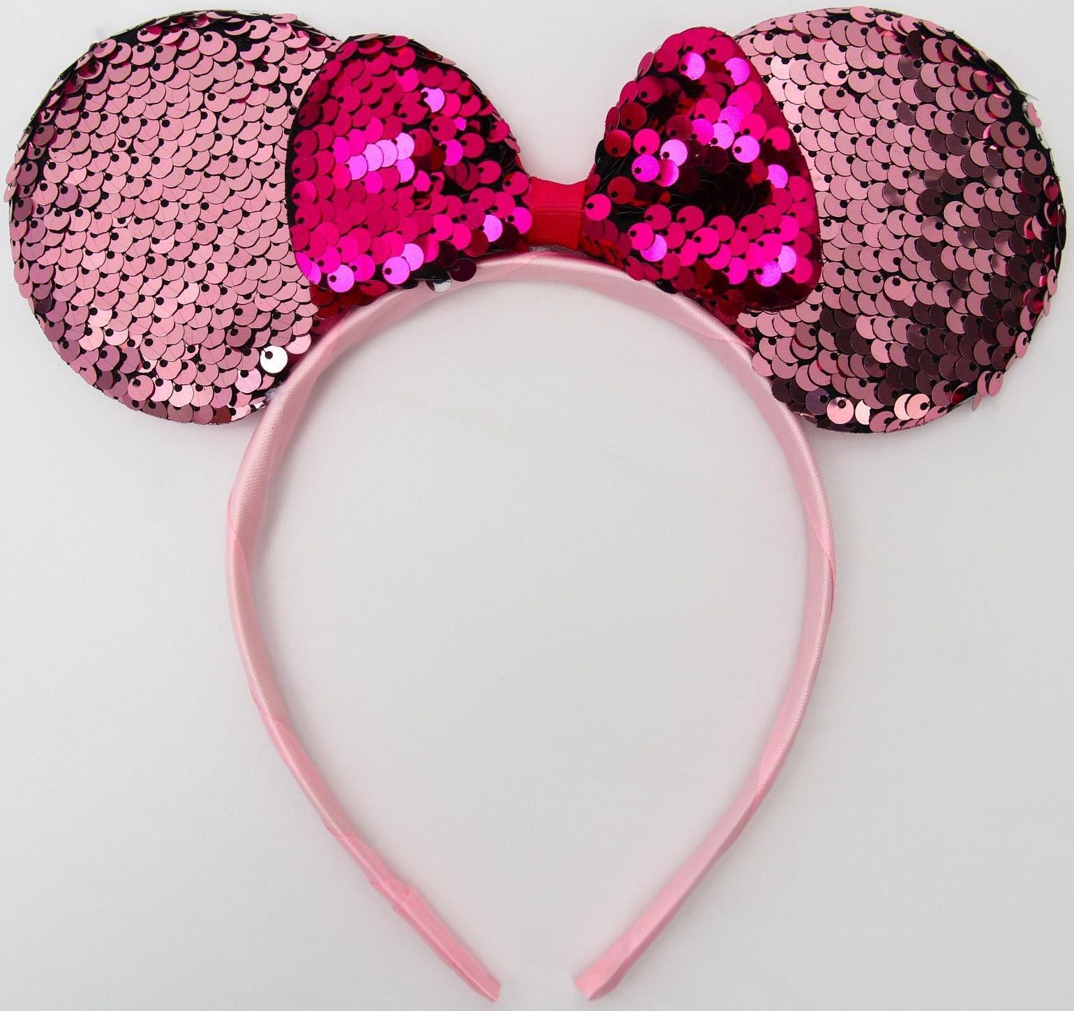 Ободок с паетками Минни Маус, розовый