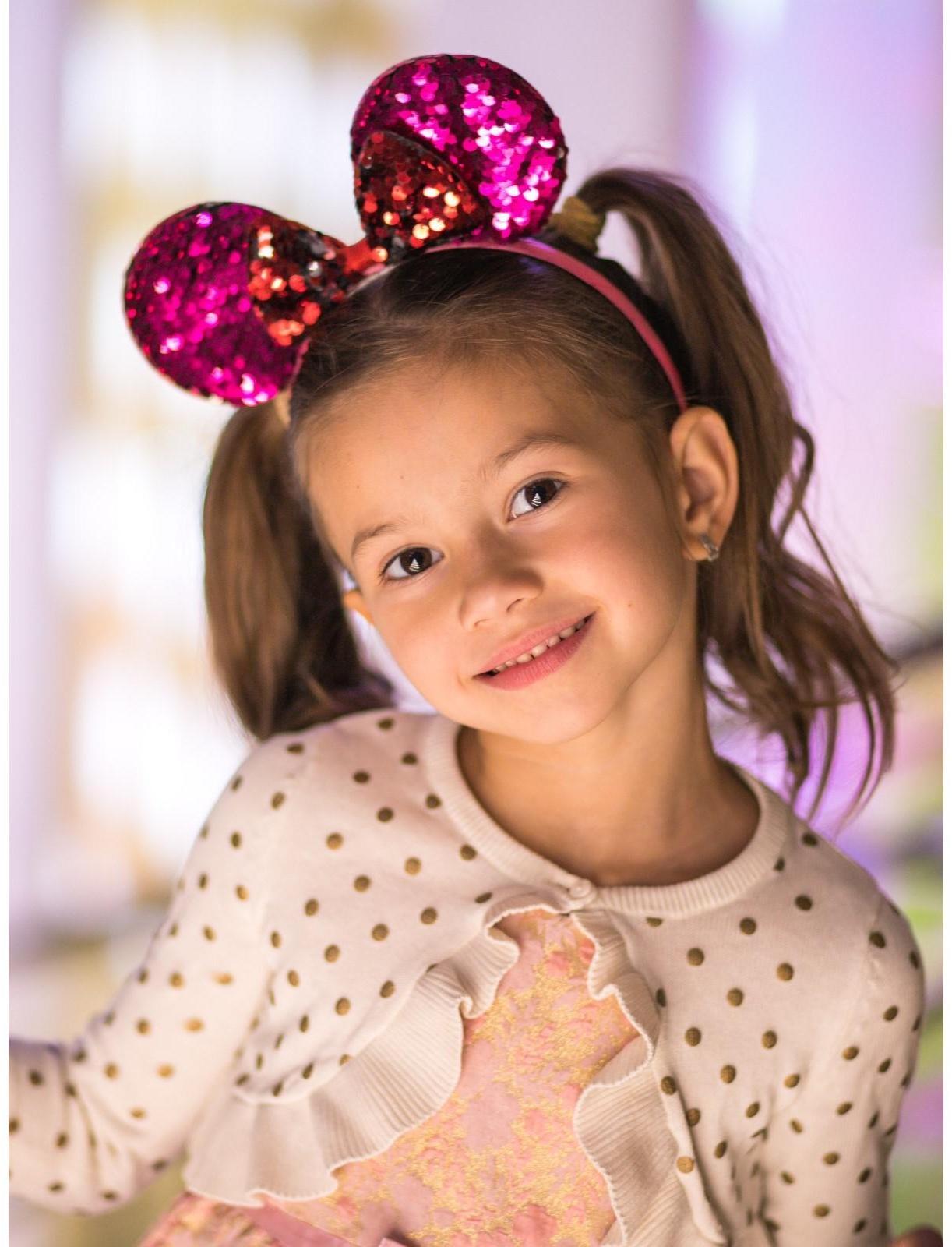 Ободок с паетками Минни Маус, розовый