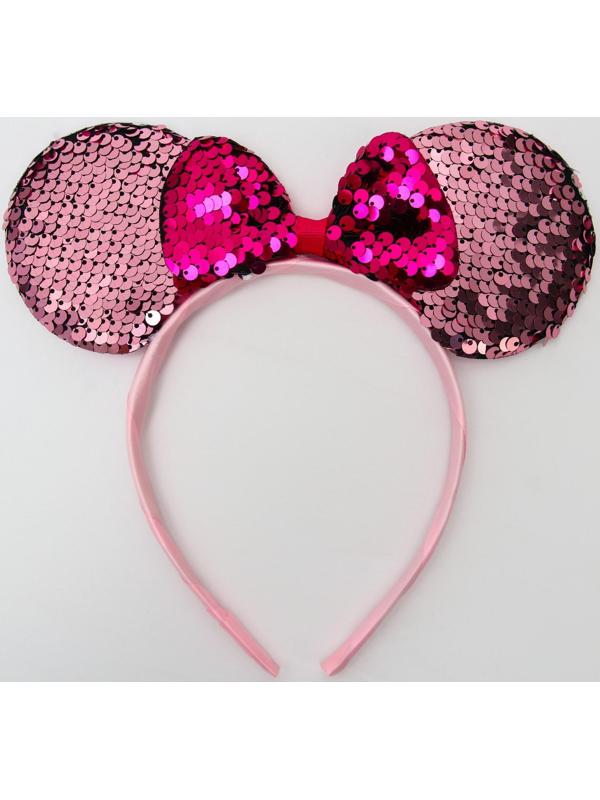 Ободок с паетками Минни Маус, розовый